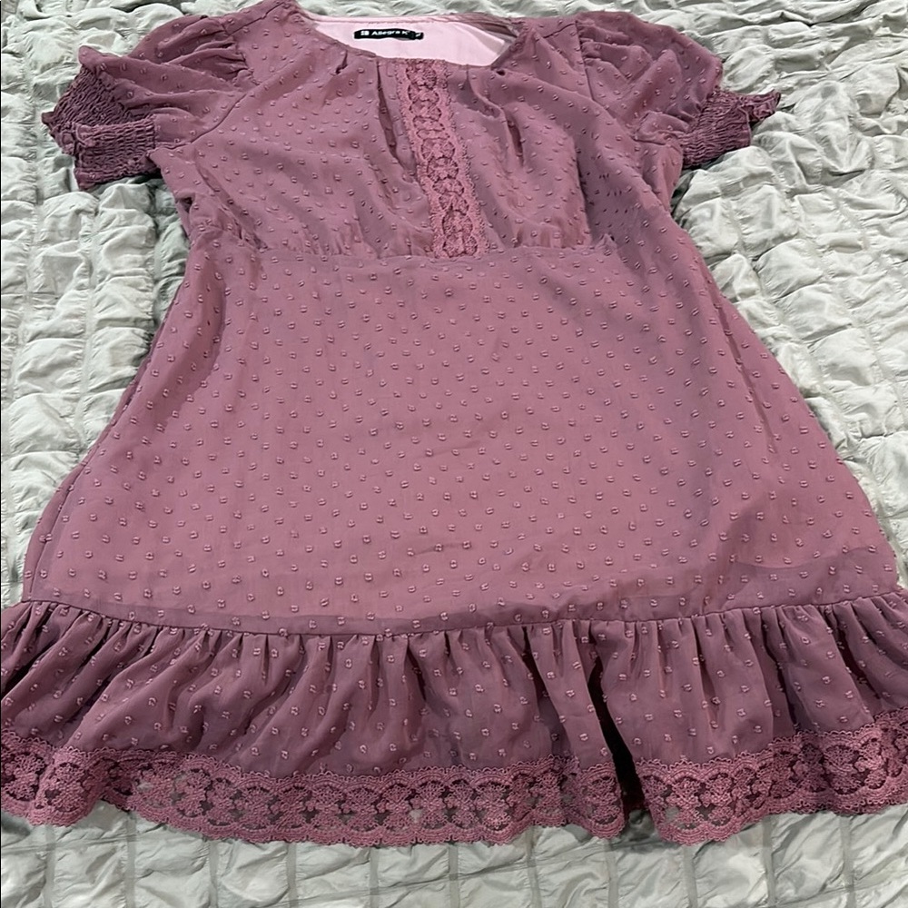 Womens Pink Lace Dress